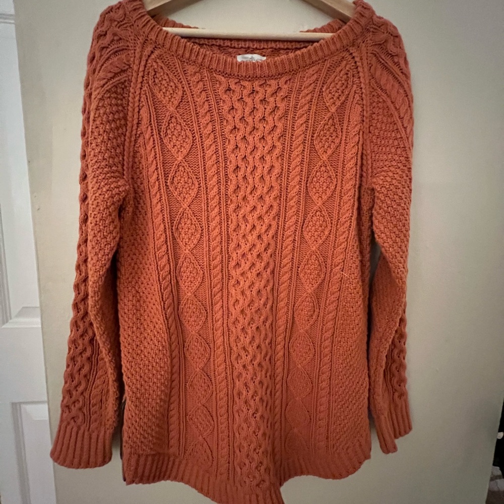 Women's Signature Cotton Fisherman Tunic Sweater Burnt Orange Medium | L.L.Bean